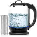 Chefman 1.7 Liter Electric Kettle With Tea Infuser, Cordless With Removable Lid And 360 Swivel Base, LED Indicator Lights, Black by Chefman