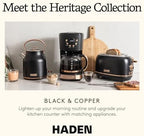 HADEN 12 Cup Programmable Drip Coffee Maker Coffee Machine, Black & Copper - Image 5