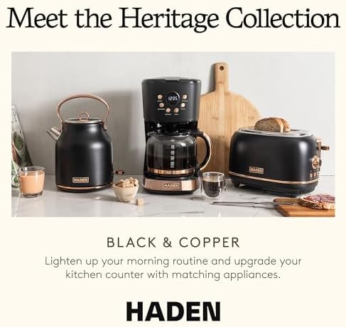 HADEN 12 Cup Programmable Drip Coffee Maker Coffee Machine, Black & Copper - Image 5