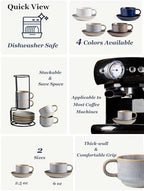 Gomakren 2.5 Ounce Espresso Cups Set of 4, Small Stackable Coffee Cups with Saucers and Metal Stand & 6.5 Inch Ceramic Chinese Soup Spoons for Cereal, Ramen - Image 6