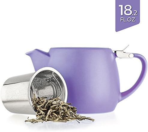 Tealyra - Pluto Porcelain Small Teapot Violet - 18.2-ounce (1-2 cups) - Matte Finish - Stainless Steel Lid and Extra-Fine Infuser To Brew Loose Leaf Tea - 540ml - Image 2