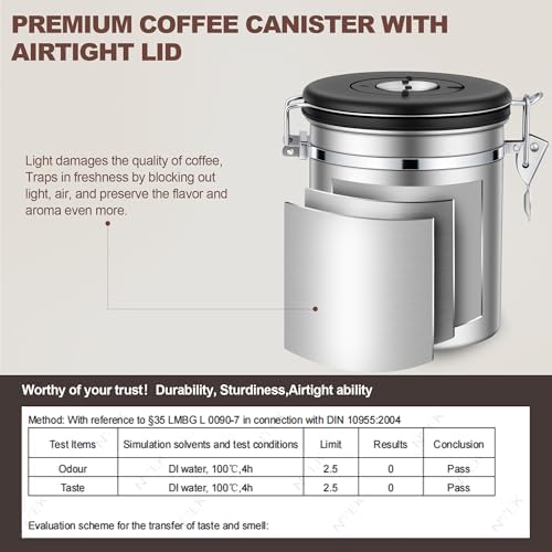 ShanSon Coffee Canister Airtight, Stainless Steel Bean Storage Container with Date Tracker & Scoop, Grounds Sugar Flour Tea Cereal Fits Kitchen Pantry, Ideal Gift for Coffee Lovers,12oz,Silver - Image 5