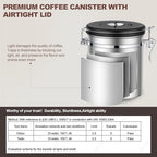 ShanSon Coffee Canister Airtight, Stainless Steel Bean Storage Container with Date Tracker & Scoop, Grounds Sugar Flour Tea Cereal Fits Kitchen Pantry, Ideal Gift for Coffee Lovers,12oz,Silver - Image 5