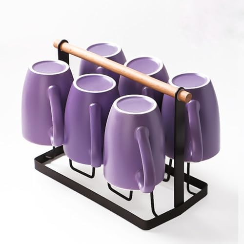 Coffee Mugs Set of 6, 12oz Purple Ceramic Coffee Mugs Cups with Handle - Image 7