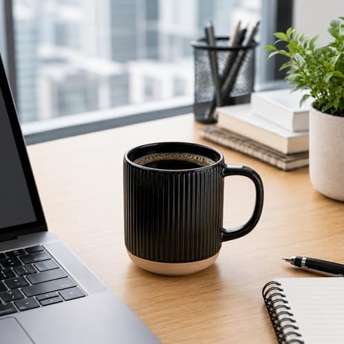 GBhome Coffee Mugs Set of 6, 16 oz Black Coffee Cups with Large Handle - Image 6