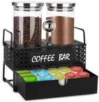 Glass Coffee Container with Shelf, 2x47oz Sugar Coffee Canister for Ground, Coffee Bean Storage Jar with Coffee Scoop for Kitchen Coffee Bar Decor and Accessories -Black by Unknown