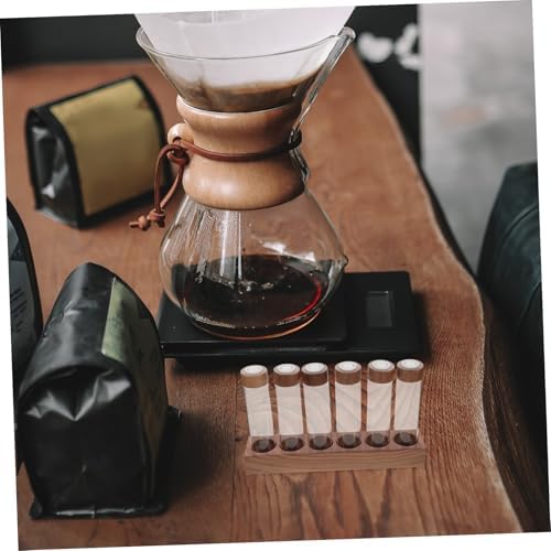 Coffee Bean Storage Tubes Stand with Wooden Base and Glass - Image 5