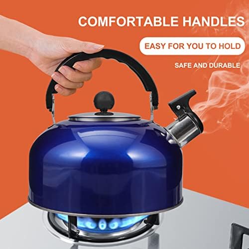 STOBAZA Whistling Tea Kettle Stainless Steel Stove Top Boiling Kettle with Ergonomic Handle for Tea Coffee Water and Daily Home Kitchen Use 2.10 Quart - Image 3