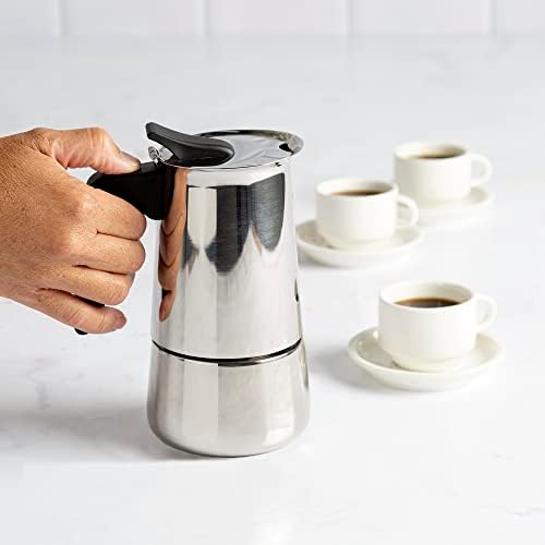 Primula Stainless Steel Stovetop Espresso Coffee Maker, 4-Cup, 3.5"D x 5"W x 7"H, Black Handle - Image 7