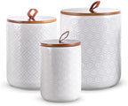 Mowtanco Embossed Ceramic Canister Set with Airtight Bamboo Lid by Mowtanco