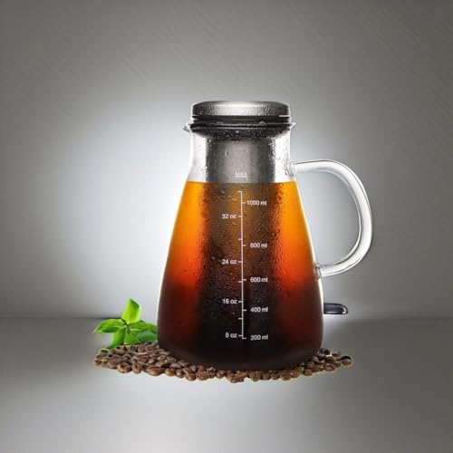 YMMIND Cold Brew Iced Coffee Maker 34oz, Brewed Coffee Pot with Removable Double Mesh 304 Stainless Steel Filter, BPA-Free Cold Brew Pitcher Glass Container, Tea Maker - Image 5