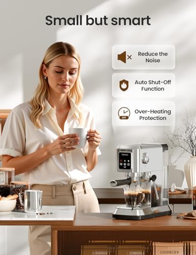 Topzee Espresso Machine 20 Bar, Compact Coffee Maker with Milk Frother & Cold Brew Function, 52oz Removable Water Tank, Stainless Steel Cappuccino, Latte Maker, Silver - Image 6