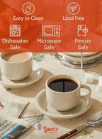 Sweese Porcelain Espresso Cups Set, 2.5 oz, with Saucers, Metal Stand, Stackable - Dove Grey, 4 Pack - Image 3