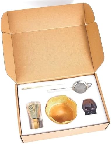 LUNCHS 5-Piece Set Matcha Whisk and Bowl Bamboo Matcha Scoop and Stainless Sifter Matcha Kit Suitable for Living Room and Study Matcha Whisk Set(Bamboo bowl) - Image 3