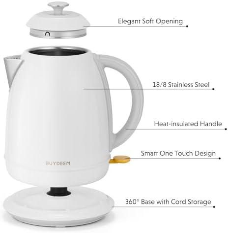 BUYDEEM G32 Electric Food Steamer 1.6QT with K640 Stainless Steel Electric Tea Kettle 1.7L Arctic White - Image 3