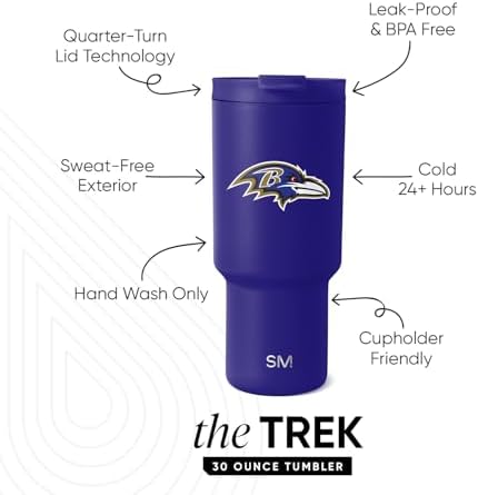 Simple Modern Baltimore Ravens Tumbler with Flip Lid, Straw 30oz | NFL - Image 2