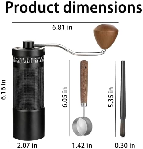 Manual Coffee Grinder with Stainless Steel Conical Burr, Hand Coffee Grinder with External Adjustable Grind Setting for Espresso (Black) - Image 2