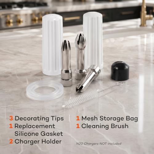 EurKitchen Aluminum Whipped Cream Dispenser - White - Image 3