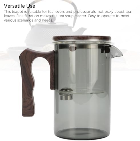Glass Teapot with Fine Mesh Strainer Heatproof Borosilicate Body Wood Handle 750ml Cold Brew Loose Leaf Tea Maker for Hot or Iced Tea Grey - Image 4