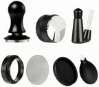 Yajuyi 7 Pieces Coffee Machine Tamper Espresso Tamper Distributor Leveler Mesh Screen Air Blower Small Brush Stainless Steel, Round Head Scale Powder Tamper 7-Piece Set, 53mm by Yajuyi