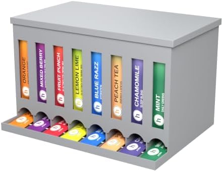 Drink Packet Organizer, 8 Slot Dispenser with Front Pull Windows for Drink Mix Packets, Electrolyte Sticks and Tea Bags, Tea Bag Organizer for Pantry and Coffee Station (Gray, Single) by OmniMart
