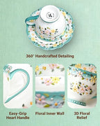 8oz Bone China Tea Cup and Saucer Set, Azure Bloomfield - Image 5