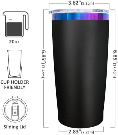 20 oz Tumbler Bulk Stainless Steel Tumblers with Lids and Straws Black - Image 2