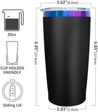 20 oz Tumbler Bulk Stainless Steel Tumblers with Lids and Straws Black - Image 2