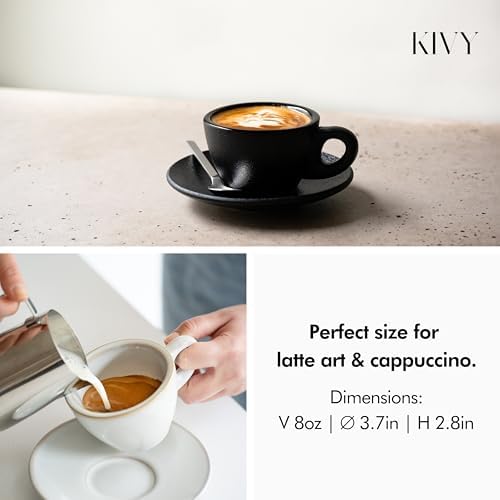 KIVY Cappuccino Cups set - 4x 8oz - Thick-walled stoneware cappuccino cup - Image 4
