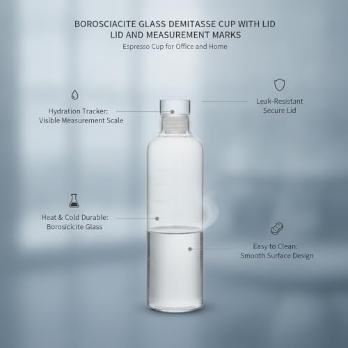 High Borosilicate Glass Demitasse Cup with Lid and Measurement Marks, Durable Espresso Vessel for Home and Office Use - Image 5
