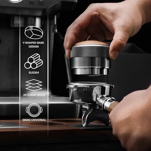 54mm Espresso Tools Set | Black Calibrated Tamper | Coffee Distributor with Walnut Decoration | Fit 54mm Breville & Sage Barista Espresso Machine - Image 6