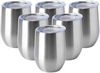 HASLE OUTFITTERS 12oz Wine Tumbler with Lid Stemless Wine Glasses Double Wall Vacuum Travel Mugs stainless steel Coffee Cup for Cold & Hot Drinks Wine Coffee Cocktails Beer 6 Pack Stainless Steel by HASLEOUTFITTERS