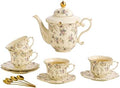 TATSUMI Country Roses Porcelain Tea Set, European Ceramic tea set for adults,Vintage Style, For Women and Tea Parties (Yellow, 13 Pieces Set) by TATSUMI
