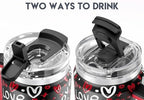 Meoky 40 oz Tumbler with Handle and Straw, Insulated Tumbler with Lid and Straw, Stainless Steel Travel Mug, Keeps Cold for 34 Hours, 100% Leak Proof, Fits in Car Cup Holder (Romance) - Image 6