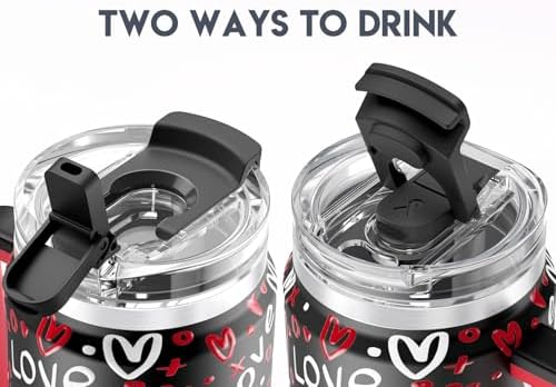 Meoky 40 oz Tumbler with Handle and Straw, Insulated Tumbler with Lid and Straw, Stainless Steel Travel Mug, Keeps Cold for 34 Hours, 100% Leak Proof, Fits in Car Cup Holder (Romance) - Image 6