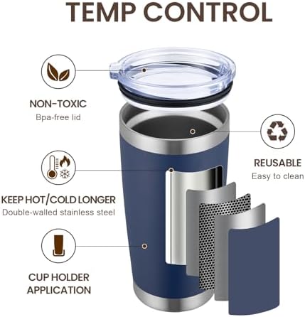 MEWAY 20oz Tumbler 12 Pack Double Wall Vacuum Insulated Travel Mug Bulk, Stainless Steel Tumblers with Lid and Straw, Durable Powder Coated Coffee Cups for Cold & Hot Drinks (Navy, 12) - Image 2