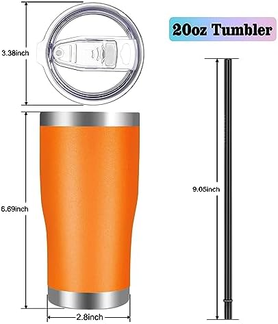 VEGOND 20oz Tumbler Stainless Steel Tumbler Cup with Lid And Straw Vacuum Insulated Double Wall Travel Coffee Mug(Orange 12 Pack) - Image 2