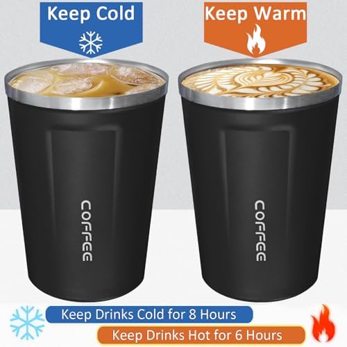 4 Pack Travel Coffee Mug 17oz Insulated Coffee Cup with Lid, Reusable Thermal Coffee Cup Stainless Steel Coffee Tumbler to Keep Hot & Cold Drinks for Car, Daily, Travel and Gifts, Black - Image 5