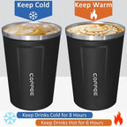 4 Pack Travel Coffee Mug 17oz Insulated Coffee Cup with Lid, Reusable Thermal Coffee Cup Stainless Steel Coffee Tumbler to Keep Hot & Cold Drinks for Car, Daily, Travel and Gifts, Black - Image 5