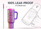Meoky 50 oz Tumbler with Handle, Tumbler with Lid and Straw, Insulated Stainless Steel Travel Mug, 100% Leak-proof, Keeps Cold for 36 Hours or Hot for 12 Hours (Celebration) - Image 3
