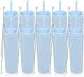 Volhoply 16oz Plastic Skinny Tumbler with Lid and Straw Bulk 10 Pack,Insulated Double Wall BPA Free Matte Acrylic Tumblers,Iced Coffee Travel Mug Reusable Party Cup,Customizable Diy Gifts(Blue,10 Set) by LiveFully%EF%BC%8CDrinkFreely%E2%80%94KeepGoingwithVolhoply%EF%BC%81