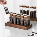 Coffee Bean Storage Tubes,12PCS Glass Vials w/Valve Cap,Wooden Stand&Funnel for Single Dose Brewing,22g Capacity Container - Image 2