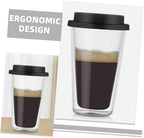 Gatuida Black Glass Coffee Mug with Silicone Lid Double Wall 350ml - Image 7