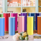 YOUKE OLA 32 Pack Skinny Tumblers 20oz Bulk Straight Stainless Steel Double Wall Vacuum Insulated Tumbler with Lid and Straw & Silicone Base for Travel, DIY, 16 Colors - Image 6