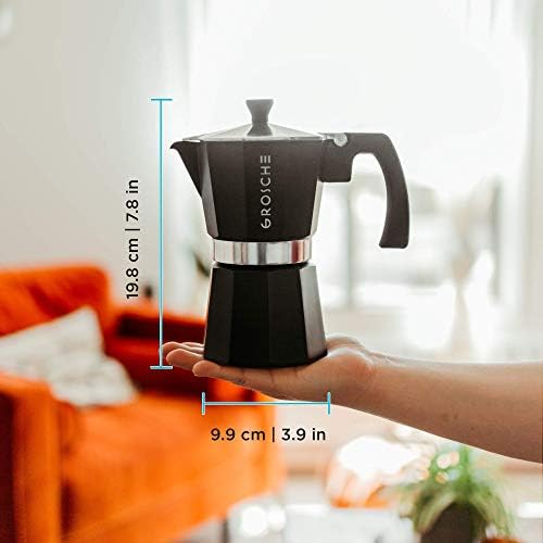 GROSCHE Milano Stovetop Espresso Maker Moka pot 6 espresso Cup - 9.3 oz, Black and 3 Replacement Seals Gaskets Bundle Stove top coffee maker Moka Italian espresso coffee maker and replacement gaskets - Image 4
