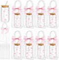 Mumufy 8 Sets Pink Bow Cute Glass Cups Bulk with Lids Straws, 16 Oz by Mumufy