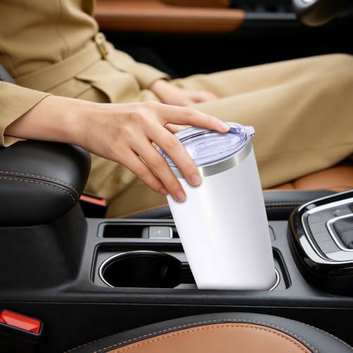 20oz Tumbler Insulated Tumblers Vacuum Coffee Mug with Lid White 6Pack - Image 7