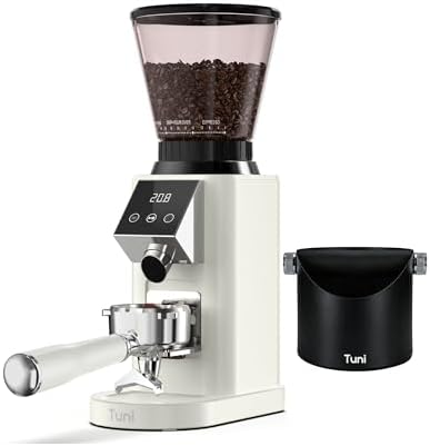 Tuni G1 Conical Burr Coffee Grinder with Coffee Knock Box (Ivory) by Tuni