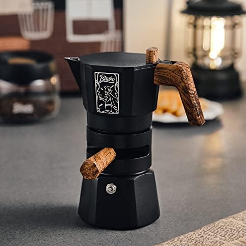 Bincoo 120ML Stovetop Espresso Maker Double Valve Moka Pot with Thermostat Extractor Prevent over-extraction,Italian Espresso Moka Pot with Powder Dispenser and Filter Paper for Home (Black 120ML) - Image 4