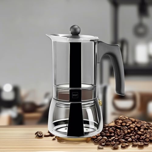 Magefesa Genova Stovetop Espresso Maker, 10 Cups/17 oz, 18/10 Stainless Steel Moka Pot, Italian Greca Coffee Maker, Suitable for Induction - Image 5
